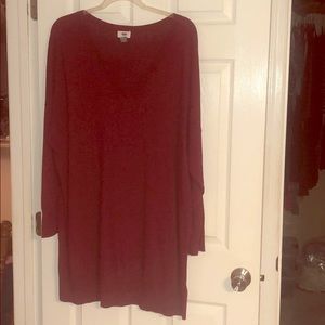 Cranberry V-neck 4X Tunic Sweater Old Navy